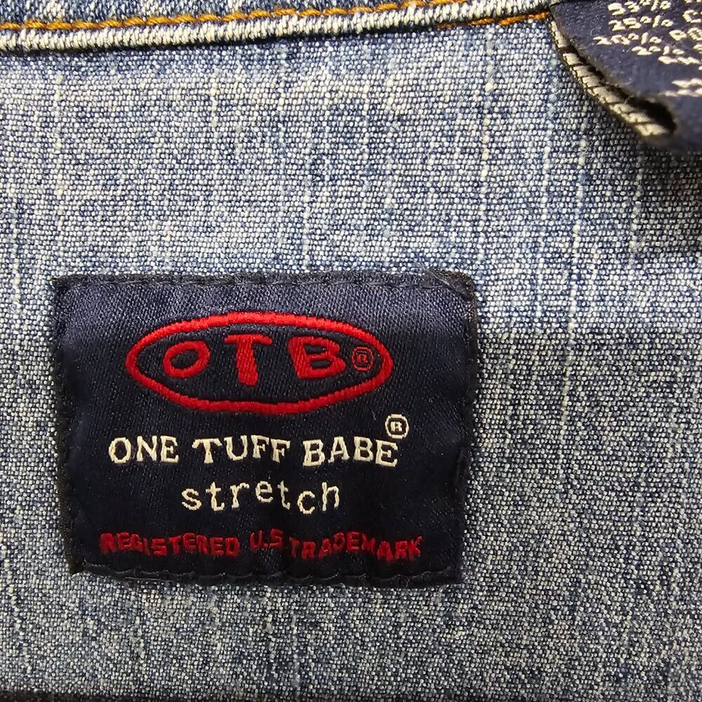 OTB Blue Denim Blazer Jacket Y2K Boho Western Prairie Coastal L - Picture 9 of 12